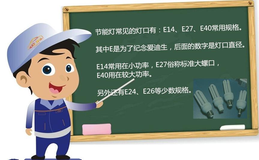 選購節(jié)能燈要注意燈口型號和尺寸 E14、E27、E40螺旋燈口